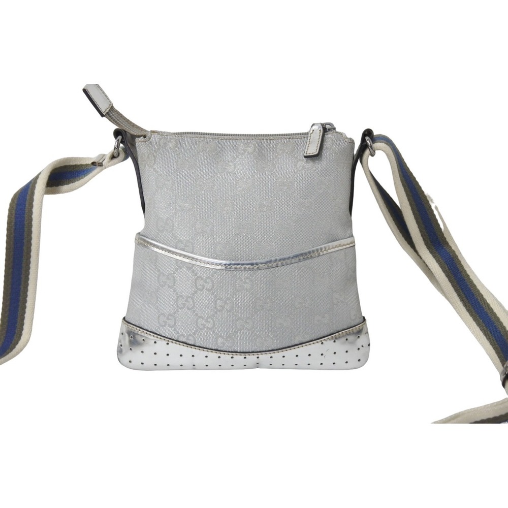 Gucci Bag Pochette Leather Sherry Crossbody GG Shoulder Canvas Silver Line